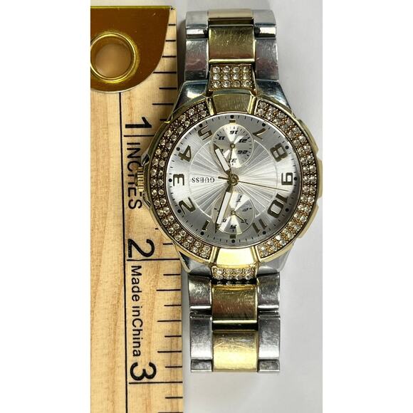 Guess U13586L1 Womens Two Tone Stainless Steel Bracelet w/Crystal Accents Watch - Picture 10 of 11